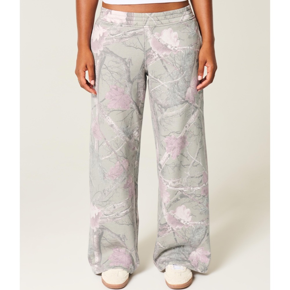 Hollister Sweatpants Y2K Camo Pink Gray XS Baggy Wide Leg Streetwear Skater 2000